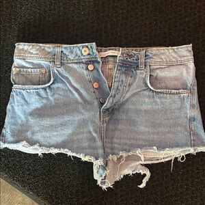 Zara Blue Distressed Jean Shorts